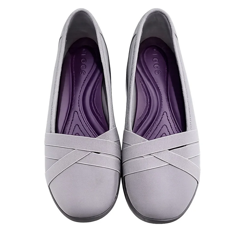 Crocs Busy Day Crisscross Ballet Flat Womens Size 10 Gray Comfort 205339
